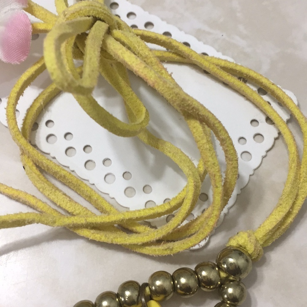 Beaded Yellow Statement Necklace - image 5